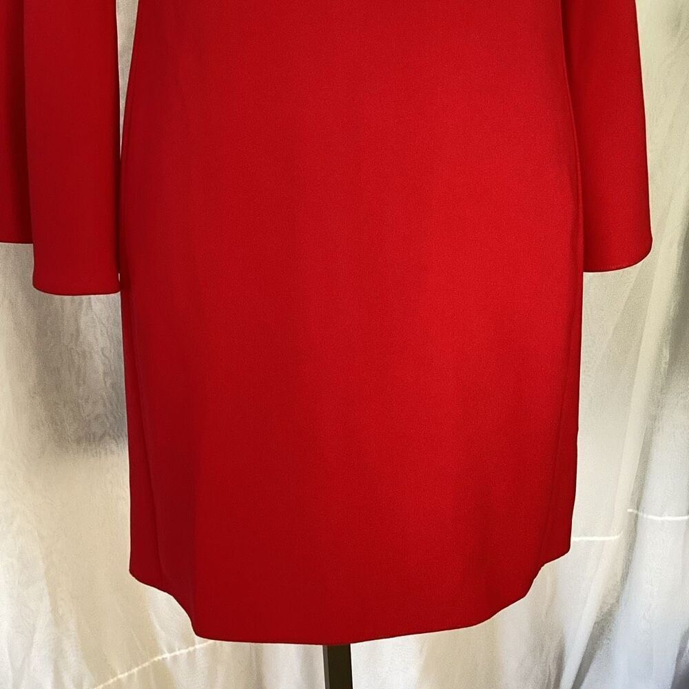 Amanda Uprichard Red Lined Sheath Dress Bell Slit Sleeves Women’s Small - Picture 6 of 9